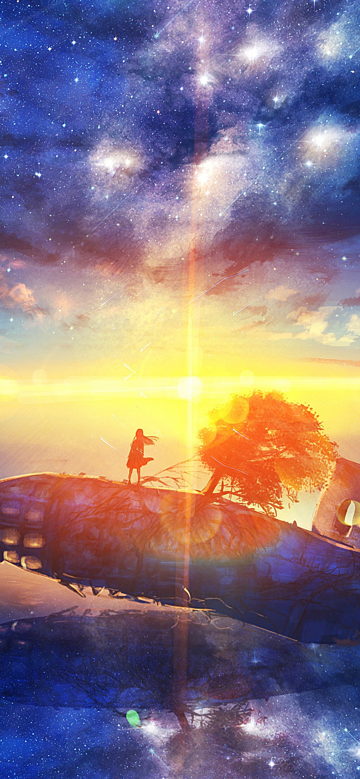Sunrise Anime Scenery Horizon Stars 4k Wallpaper 181