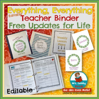 editable teacher binder, back-to-school teacher binder, teaching resources, MrsQuimbyReads editable teacher binder, weekly lesson plans, back-to-school teacher binder, MrsQuimbyReads, Monthly Newsletter