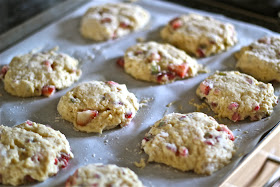 A recipe for strawberry and rhubarb drop scones -- perfect for tea or breakfast 