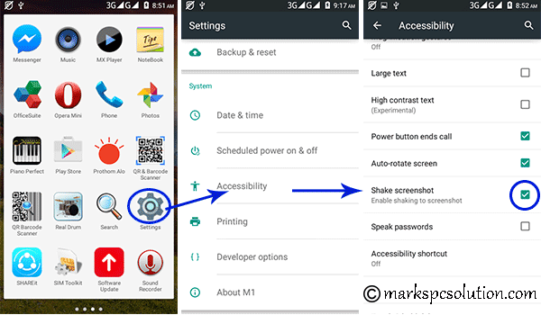 Enabling Shake Screenshot in an Android Phone