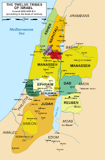 Mapa de las doce tribus de Israel