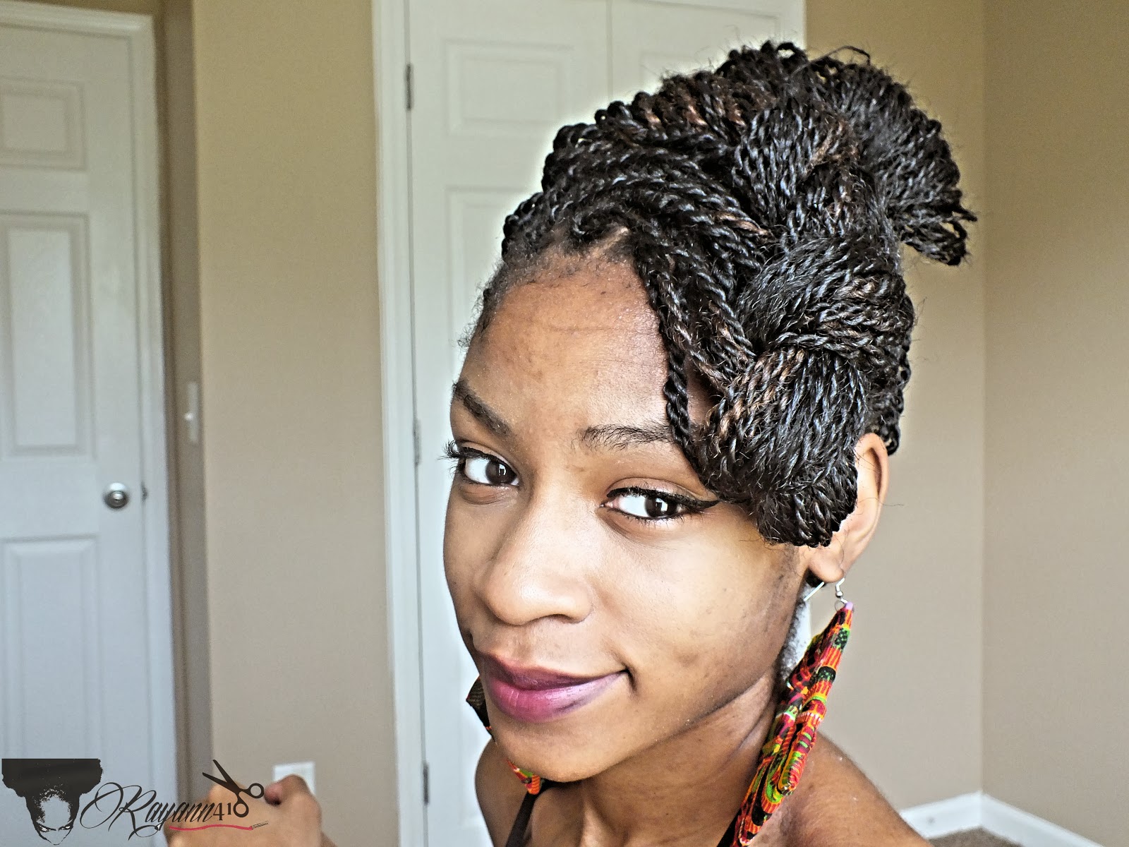 Braided Hairstyles For Black Women 2013 Senegalese Twists/ Box Braids Hairstyles: Faux Side Bang Updo Tutorial