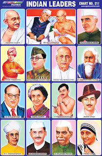 Chart contains images of Famous Indian Leaders