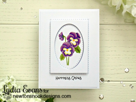 No Line coloring Pansy card by Lydia Evans | Flower Garden Stamp set by Newton's Nook Designs #newtonsnook