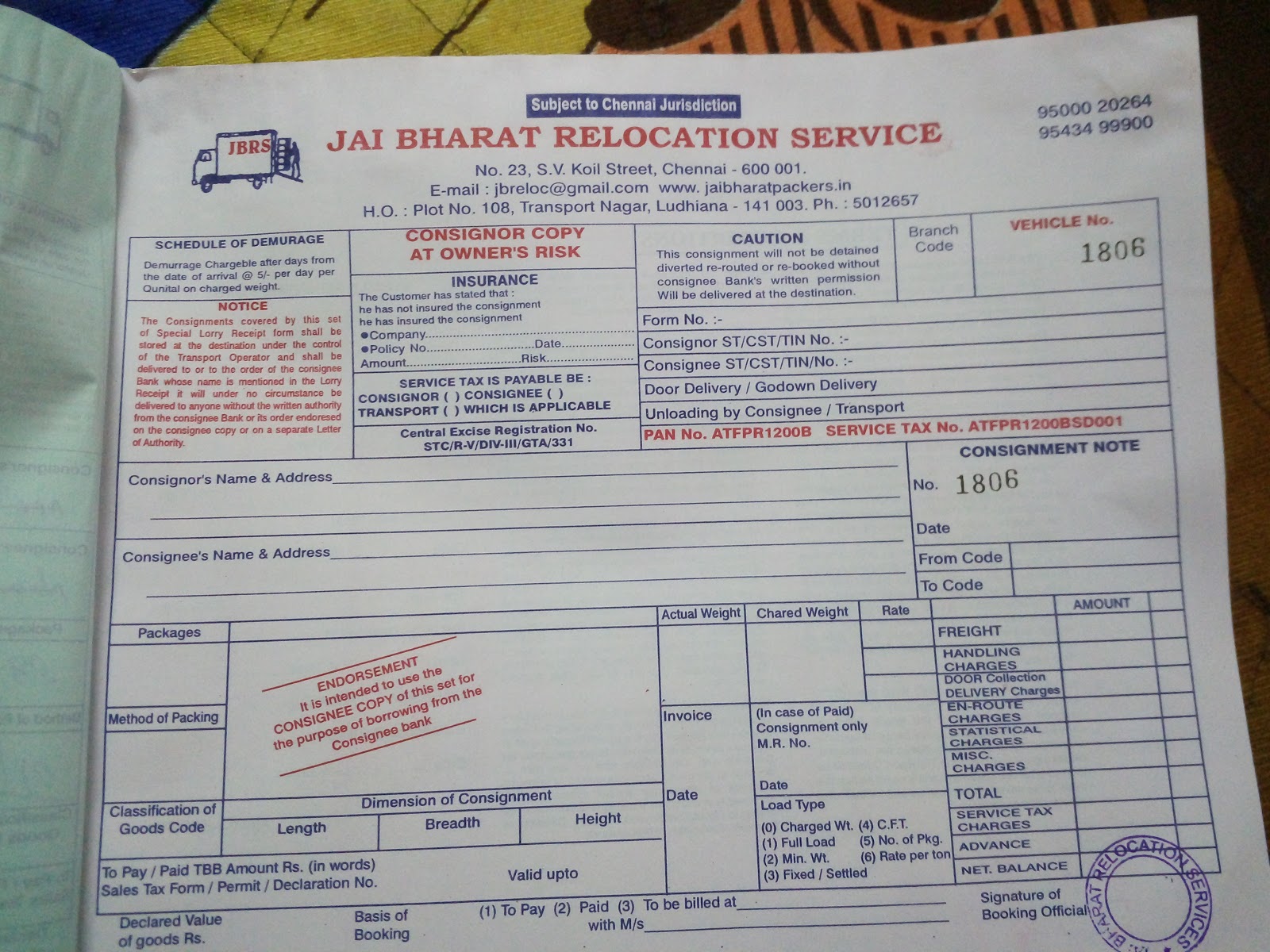 movers and packers bill