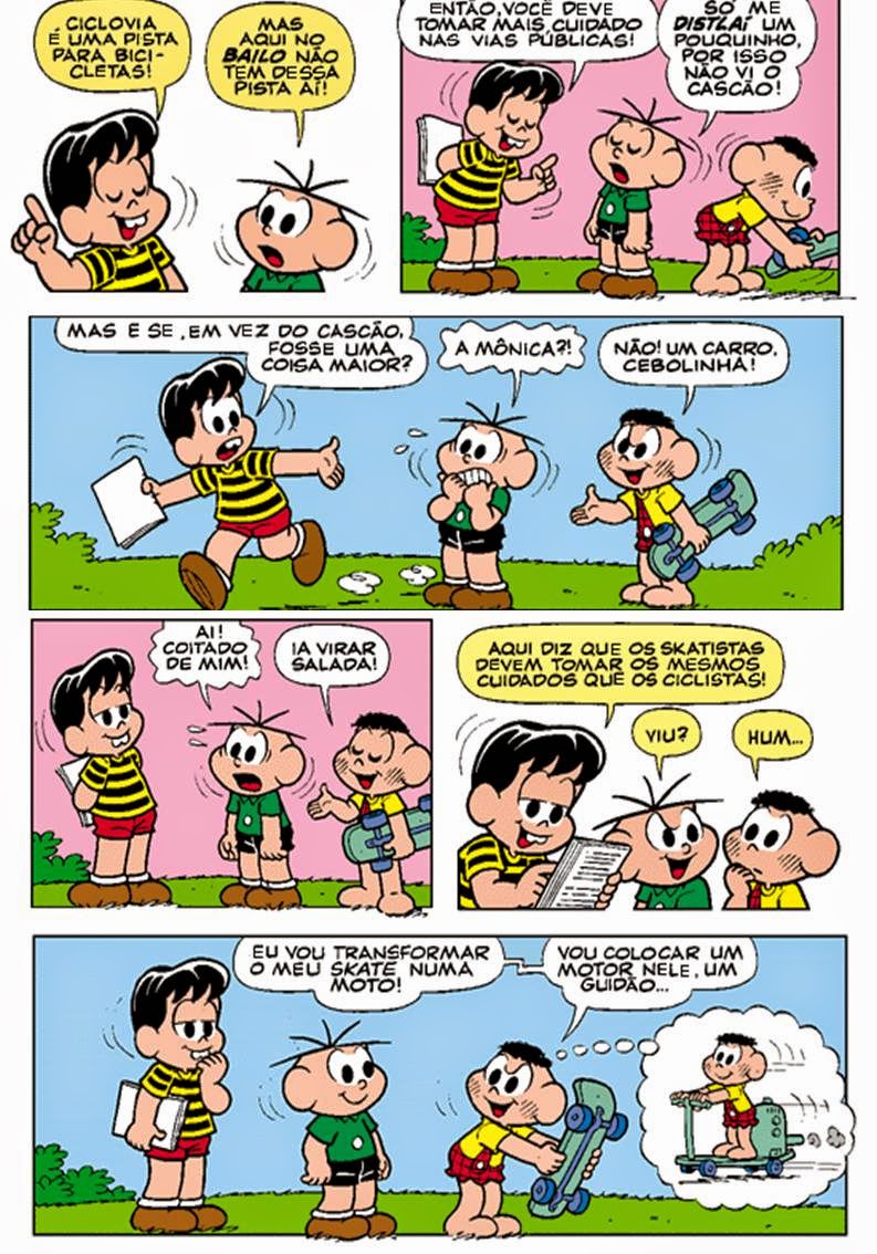 Gibi Turma da Mônica sobre trânsito! Gibi Turma da Mônica falando de trânsito. Atividade para