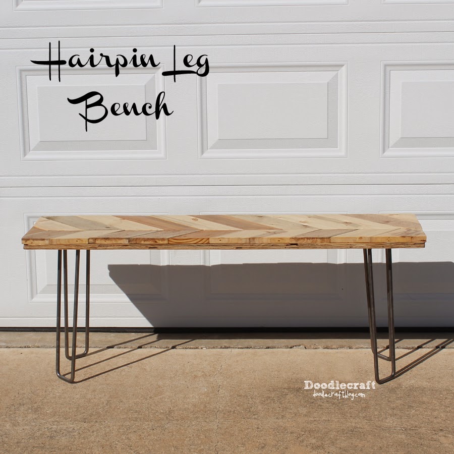 Chevron Bench With Hairpin Legs