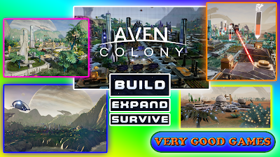 A banner for the review of Aven Colony - a city building game for PC, PS4, Xbox One