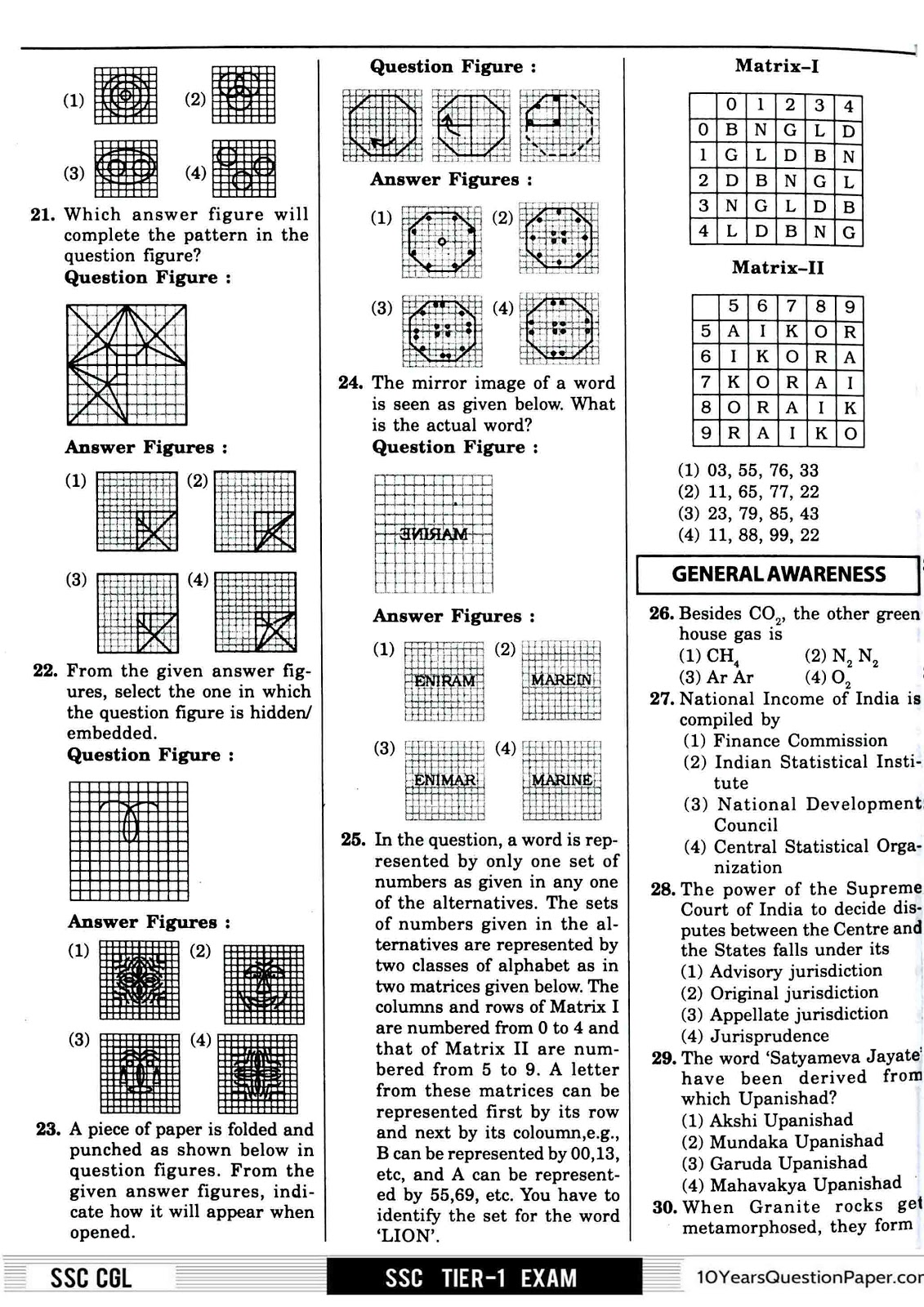 SSC 2018 solved CGL Sample Paper with answer key SSC 2018 CGL Sample Paper