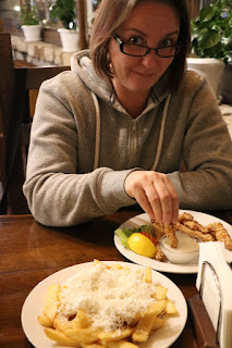 A munching her sesame chicken A munching her sesame chicken