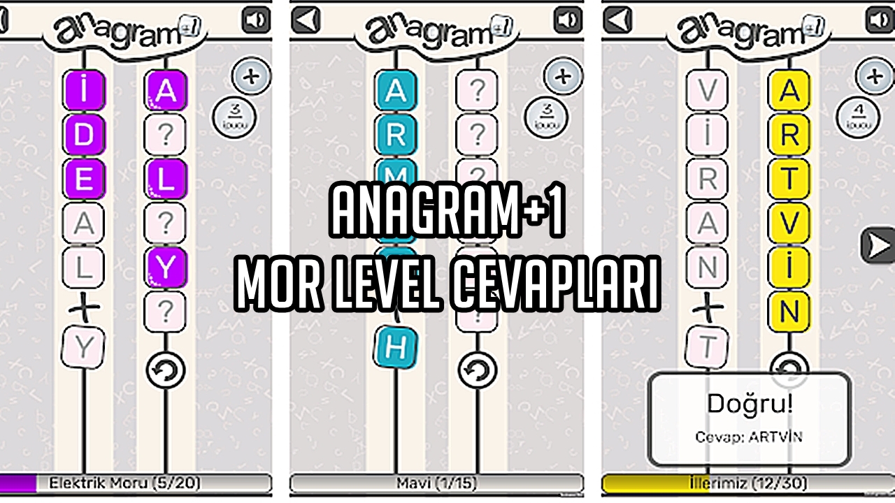 Anagram+1 Mor Level Cevaplar