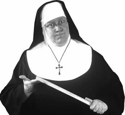 nun with stick