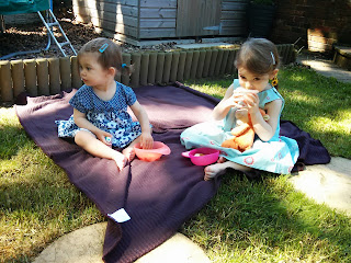 Sisters picnic in the sun