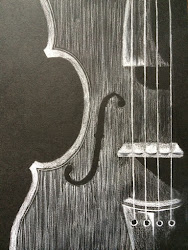 drawing violin paper charcoal drawings painting strings easy seems glint paintings scratchboard zwart dabbler doodler chalk draw tekenen wit guardado
