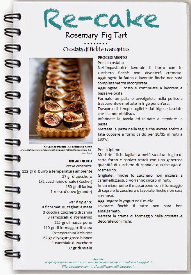 Ho partecipato a Re-cake wants you di Settembre 2014 "Rosemary fig tart"