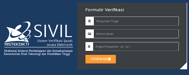 Aplikasi Sistem Verifikasi Ijazah Online Secara Elektronik CARA CEK KEASLIAN (KEABSAHAN) IJAZAH PERGURUAN TINGGI (PTN – PTS) SECARA ONLINE MELALUI APLIKASI SIVIL