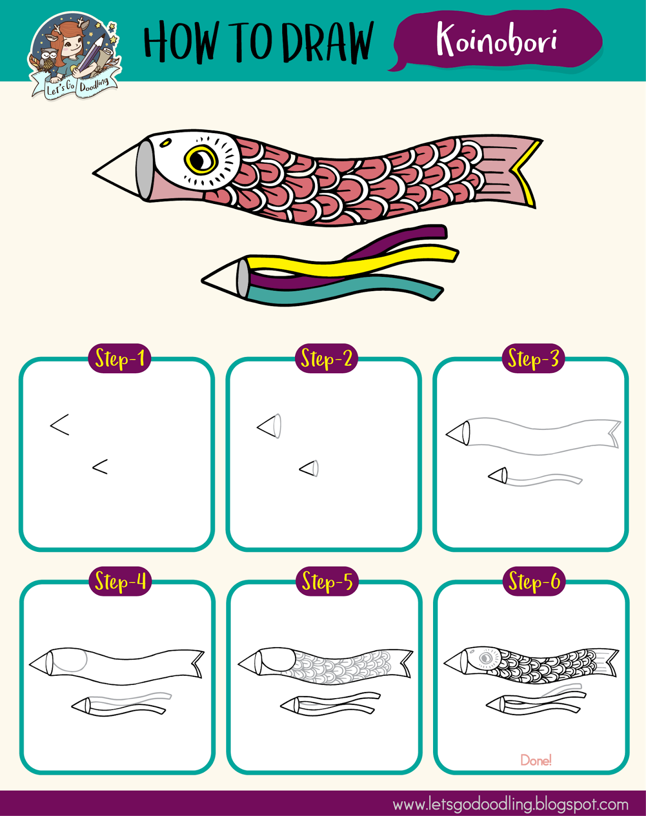 How To Draw Japanese Koinobori - Easy Step By Step Drawing Tutorial
