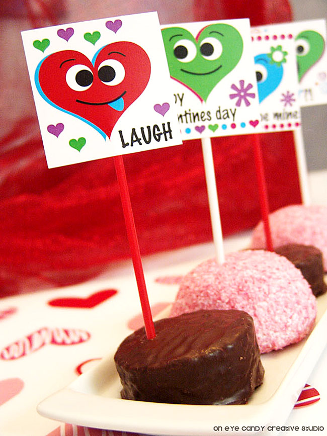 silly heart faces, kids valentines class party, classroom treats, no bake