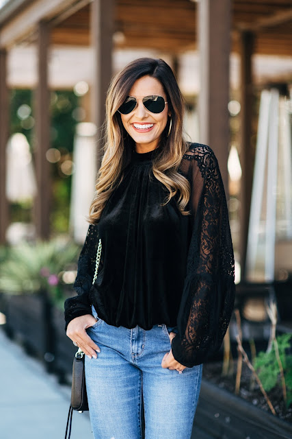 Free People Lace + Velvet Top | Mumu and Macaroons