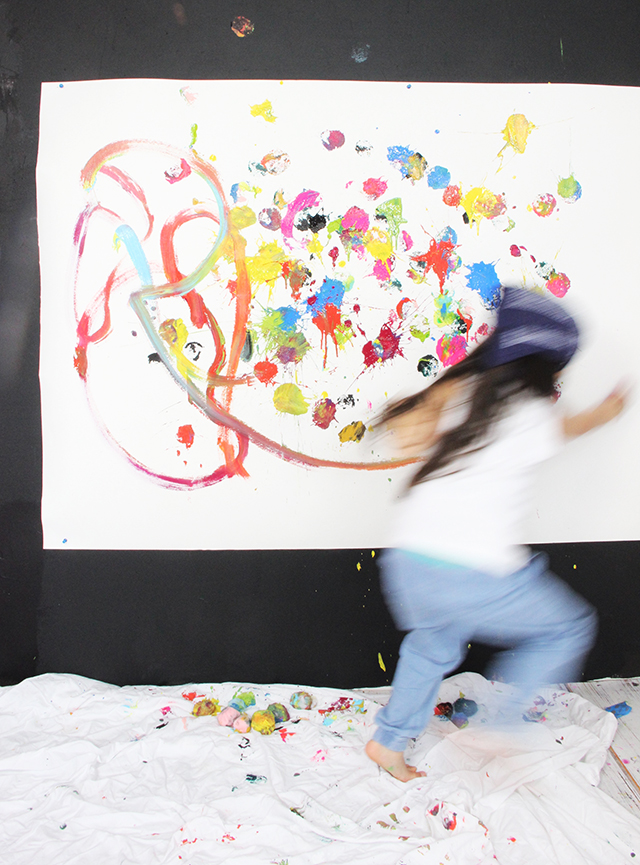 creating with a kid: pom pom painting