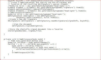 Java code for xml digital signature creation
