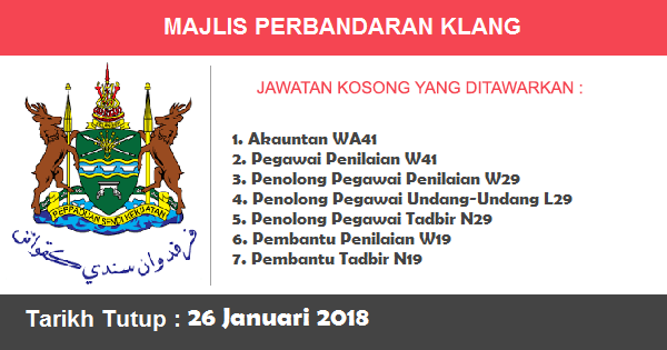 Jawatan Kosong di Majlis Perbandaran Klang Jawatan Kosong di Majlis Perbandaran Klang