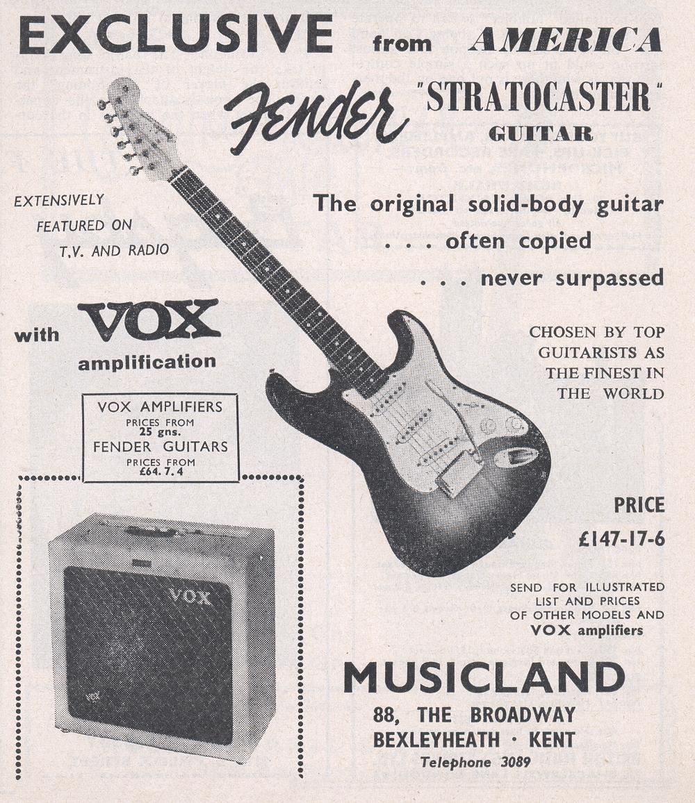Gary Deacon Solo Guitarist VIntage 1960 Advertisement for the Fender