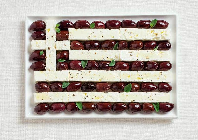 18 National Flags Made From Food - Greece