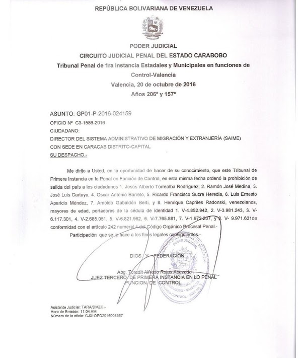 Prohíben salida del país a ocho directivos de la Unidad Prohíben salida del país a ocho directivos de la Unidad