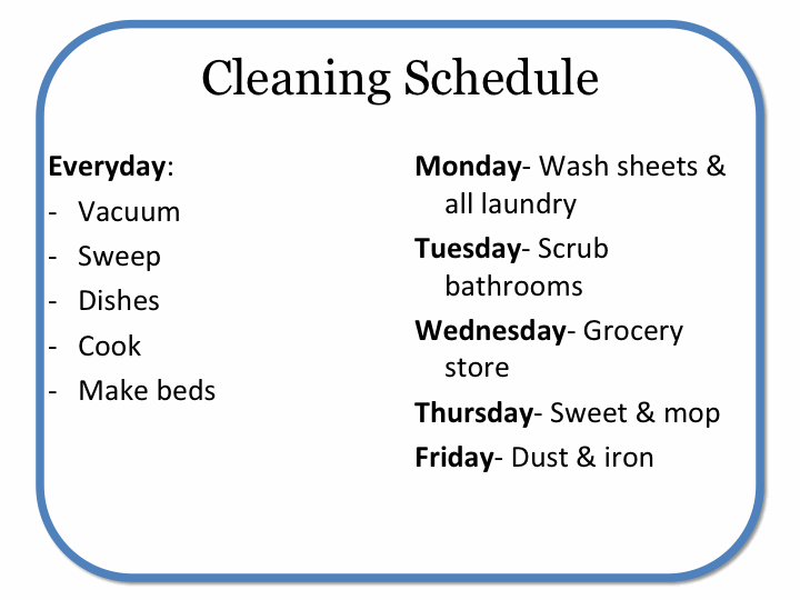 God's Little Grace Cleaning Schedule