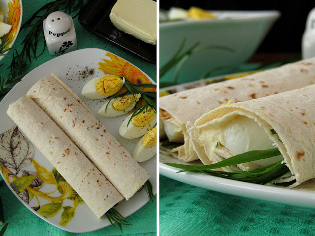 Яйцо с тархуном в лаваше (или рулетики из лаваша по-армянски)