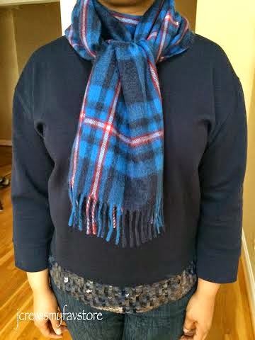 jcrewismyfavstore: J. Crew Collection Cashmere Plaid Scarf and Sequin