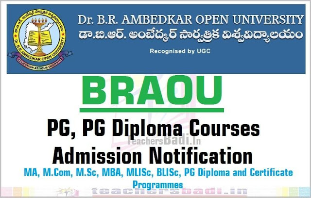 BRAOU PG, PG Diploma courses admissions 2017 Notification BRAOU PG, PG Diploma courses admissions 2017 Notification