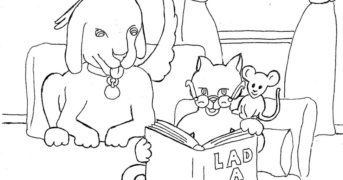 10 Fun Animal Reading Books Coloring Pages for Kids
