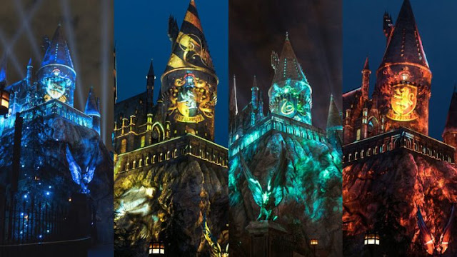 As 4 casas no show noturno de Harry Potter As 4 casas no show noturno de Harry Potter