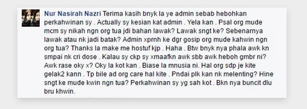 Hina sangatkah orang muda kahwin dengan orang tua? - Nur Nasirah Nazri Hina sangatkah orang muda kahwin dengan orang tua? - Nur Nasirah Nazri