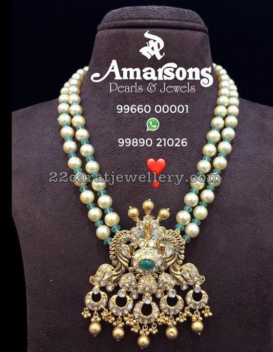 2 Layer Pearls Set with Emerald Beads 2 Layer Pearls Set with Emerald Beads