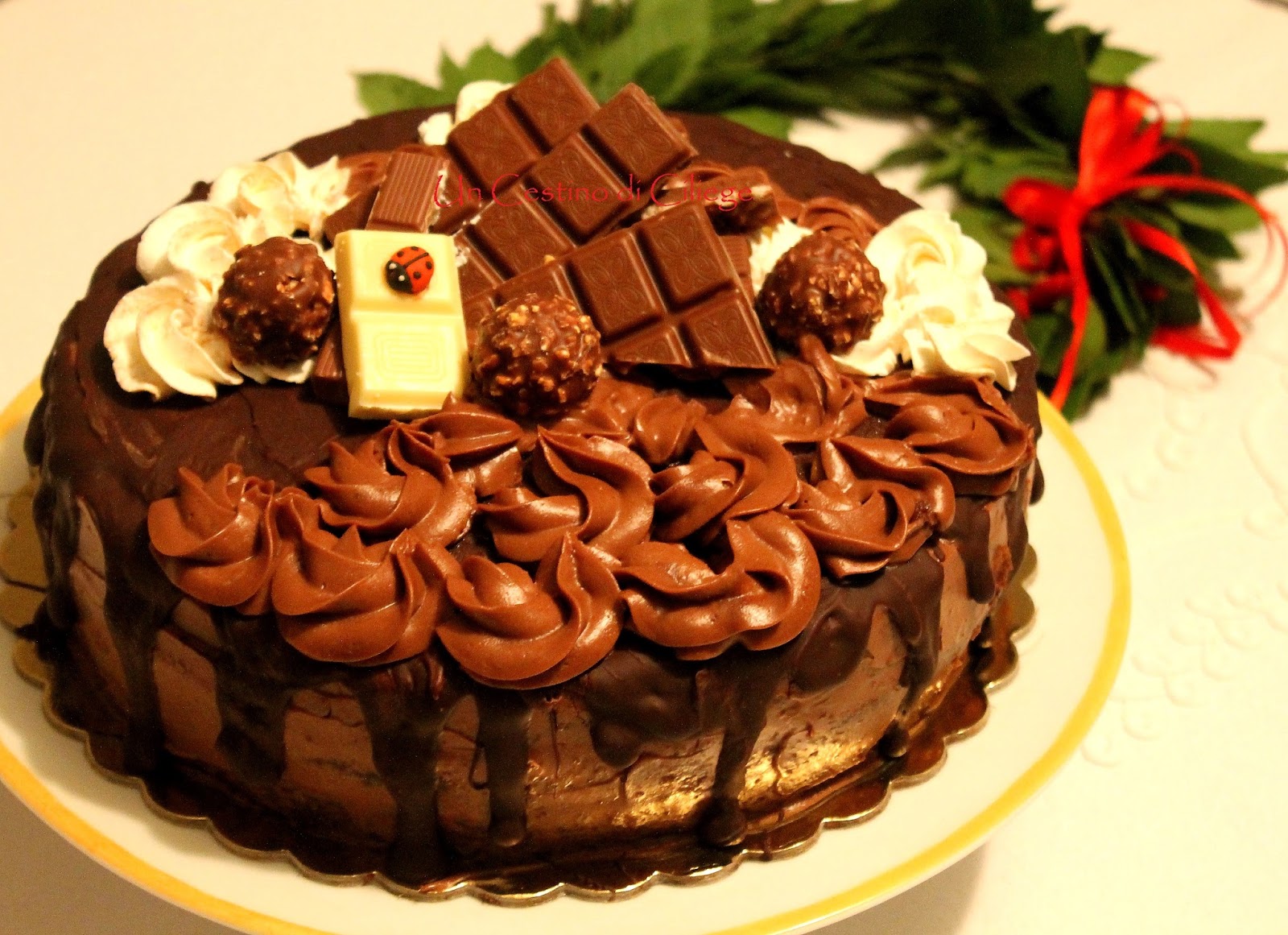 Un cestino di ciliege Drip cake laurea