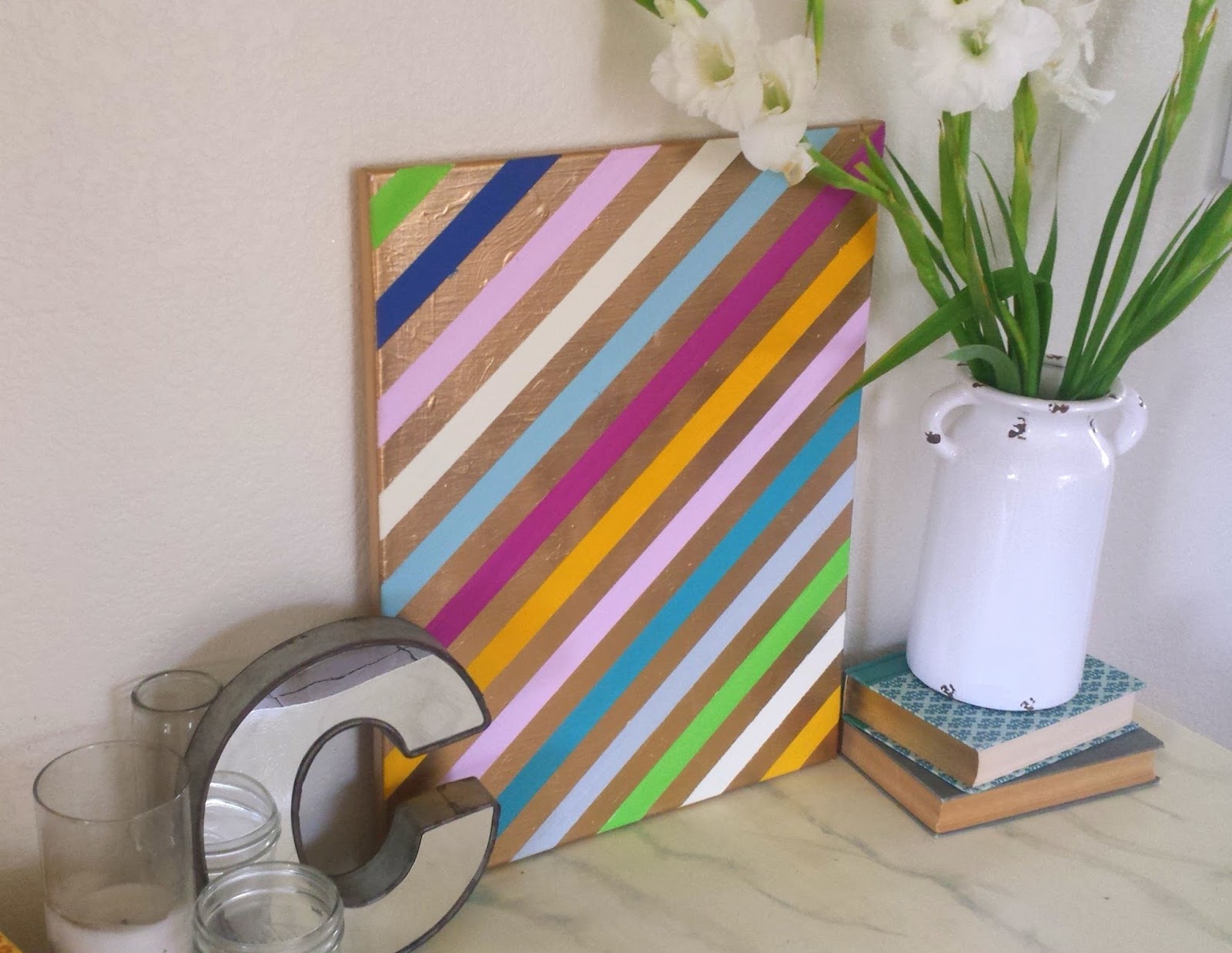Tied Ribbon Striped Canvas Artwork