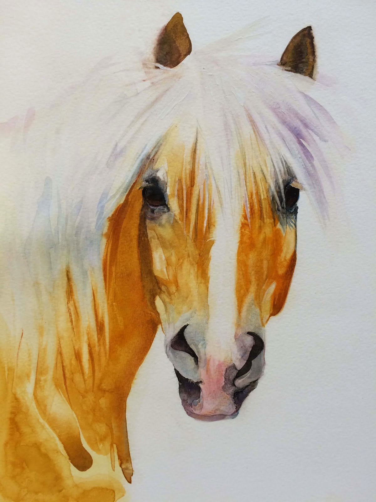 Steps of watercolor horse head