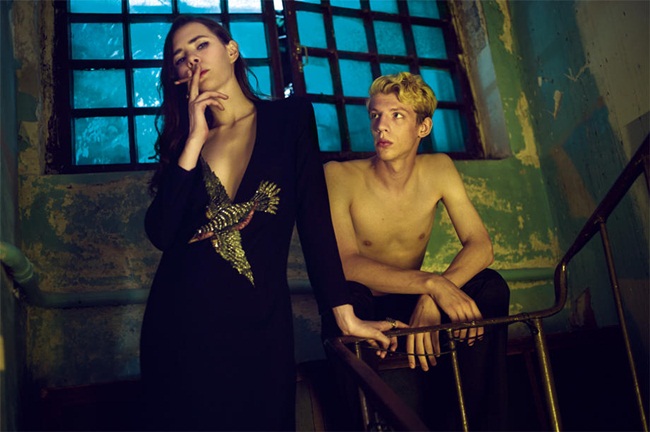 Interview Russia September 2015, by Vladimir Vasilchikov Gucci 2015 AW Black Bird-Embroidery Silk Gown Editorials
