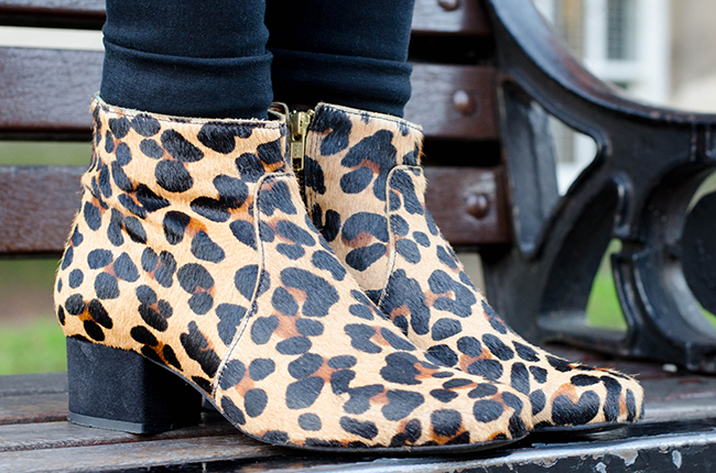 Leopard Print Pony Hair Ankle Boots