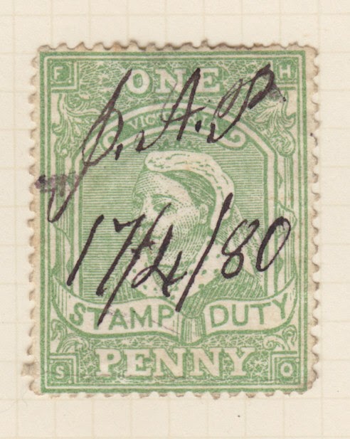 Blogart AustraliaVictoria3 1880's Stamp Duty StampsHand Cancelled