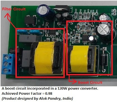 A boost circuit incorporated in a 120W power converter