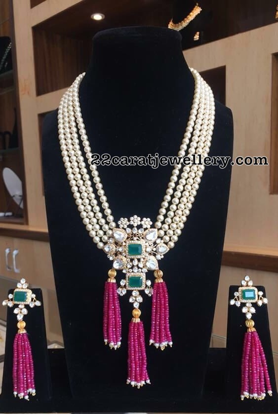 South Sea Pearls Set with Ruby Beads Tassels South Sea Pearls Set with Ruby Beads Tassels