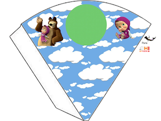 Masha y el Oso: Imprimibles Gratis para Fiestas. Para conos = cucuruchos.
