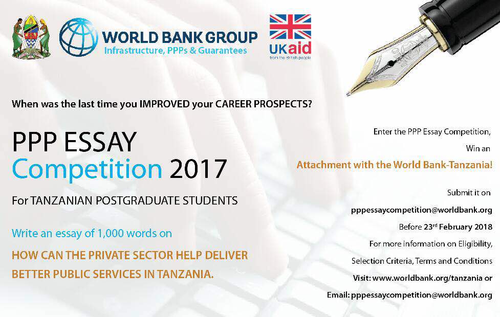 Environmental Science Essays World Bank Ppp Essay Competition For Tanzanian Postgraduate Students Essay On Health Care also Examples Of A Thesis Statement For A Narrative Essay Kitomari Banking Finance Blog World Bank Ppp Essay Competition English Essay Book