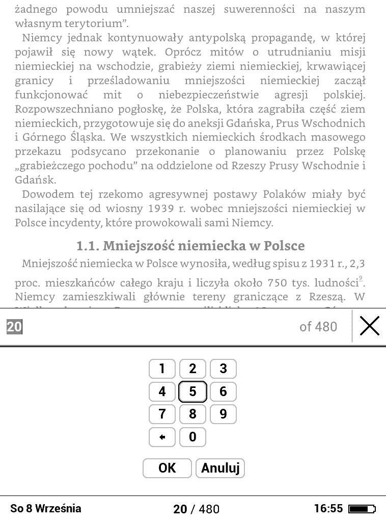 PocketBook Basic Lux 2 – wybieranie numeru strony