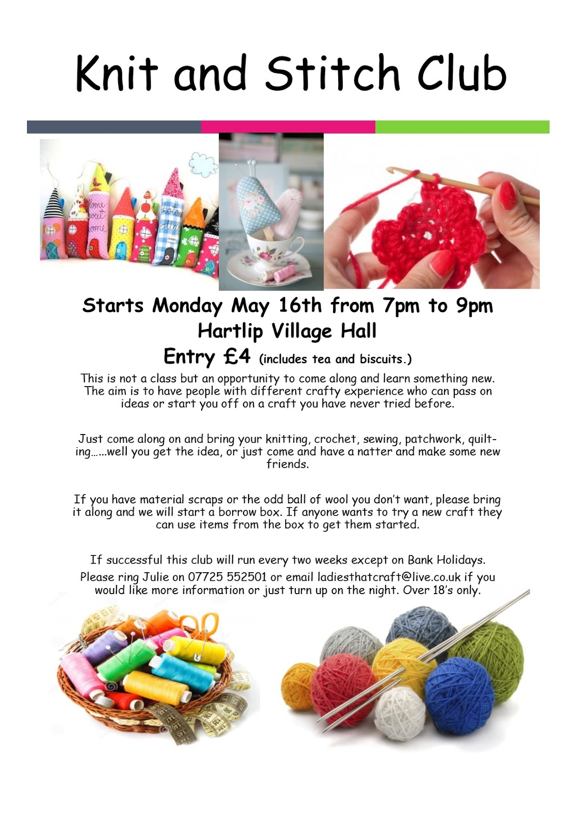 Julie Wilsons Designs Knit and Stitch Club launch