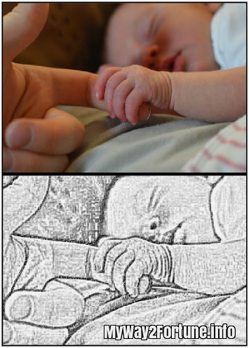 Baby before and after sketch